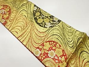 辻が花に曲線模様織出し袋帯